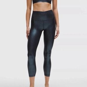 NEW lululemon Womens Align Ribbed High Rise Shine 25" Leggings Blue Size 12